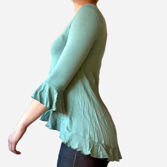 Blue Peplum high low tunic shirt ruffle boho - Size XXS from Boston Proper - Picture 2 of 6